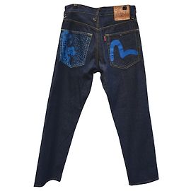 jeans grezzi taglia Evisu 30 - arredamento dipinto di blu Blu scuro