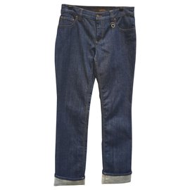 Louis Vuitton-Raw jeans Louis VUITTON - talla 40 - pantalones de mezclilla-Azul marino