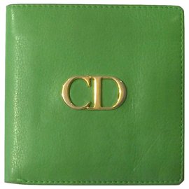 Christian Dior-DIOR vintage wallet in Green leather-Blue,Green