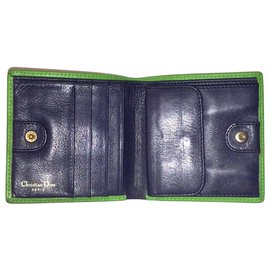 Christian Dior-DIOR vintage wallet in Green leather-Blue,Green