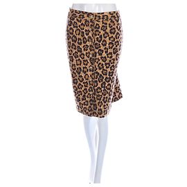 Gonna Ralph Lauren Leopardata in Cotone e Lino Multicolore Stampa leopardo