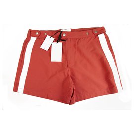Solid & Striped-Sólidos e listrados Shorts de praia para homens - Calções de banho - Shorts para natação S,M,eu-Coral