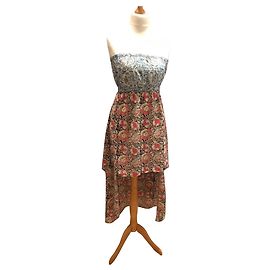 Autre Marque Robe bandeau à fleurs asymétrique en viscose Multicolore