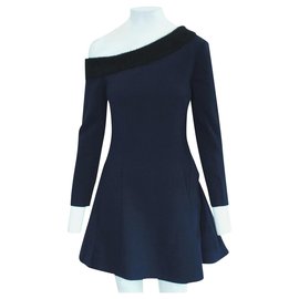 Christian Dior-Christian Dior off-shoulder dress FR36-Black,Navy blue