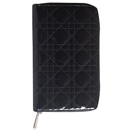 Dior Geldbörse aus schwarzem Lackleder Schwarz
