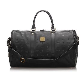 MCM Black Visetos Duffle Bag Black