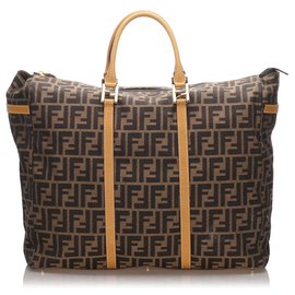 Fendi-Fendi Brown Zucca Canvas Weekender-Brown