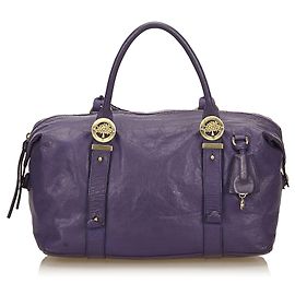 Mulberry Purple Leather Duffel Bag Purple