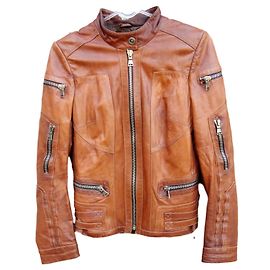 Gucci t leather jacket 38 Light brown