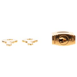Hermès-Candado de oro Hermes para Birkin gold kelly bags, nueva condición con 2 llaves y bolsa original!-Dorado