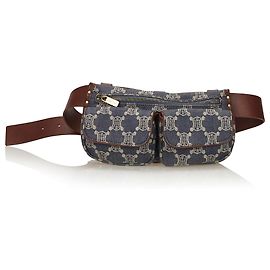Céline Celine Blue Denim Macadam Gürteltasche Braun Blau Andere Dunkelbraun