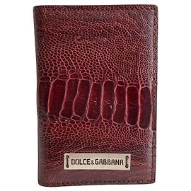 Dolce & Gabbana Tarjetero de avestruz burdeos Burdeos
