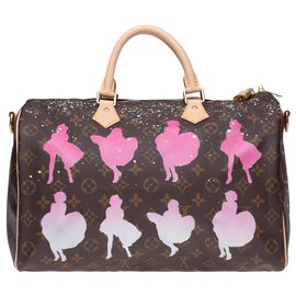 Louis Vuitton-Louis Vuitton Speedy 35 shoulder strap in new Monogram canvas customized "Marilyn Monroe" and numbered #59 by artist PatBo-Brown