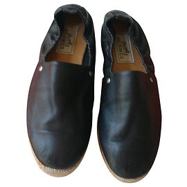 Hermès HERMES Espadrilles black leather T41 Black