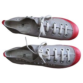 Autre Marque Two-tone leather sneakers, Taupe