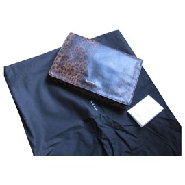 Paul Smith-Leopard print leather clutch.-Leopard print