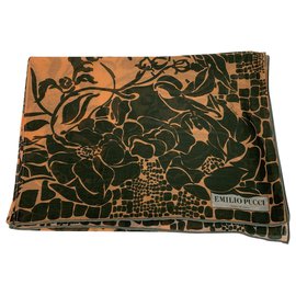 Emilio Pucci Sciarpa in seta e cotone Arancione
