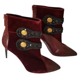 Balmain-Ankle Boots-Dark red