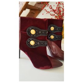 Balmain-Ankle Boots-Dark red