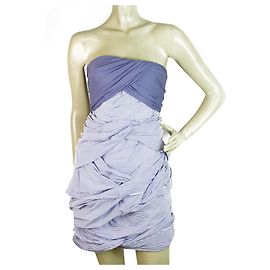 Carven azul e branco sem alças listras drapeado volta zipper mini vestido sz 40 Azul claro