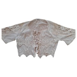 Maje Short Cotton Macrame Jacket Beige Beige