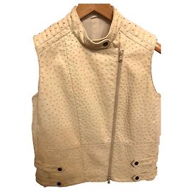 Brunello Cucinelli Ostrich Leather Jacket Beige Beige