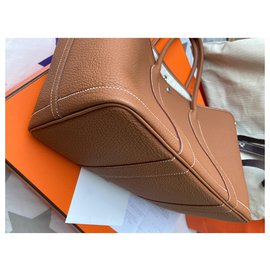 Hermès Garden party mini Prune Leather Cloth ref.68883 - Joli Closet