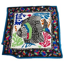 Louis Féraud Louis Feraud Paris Vintage Square Silk Scarf Fish & corals colorful print Multiple colors
