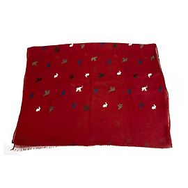 Scialle Moschino vintage lungo in cotone modale rosso con animali stampati sciarpa Rosso