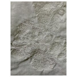 Burberry-Falda de lino bordada-Blanco