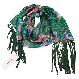 Lenço Dolce & Gabbana de seda verde com padrão floral Verde