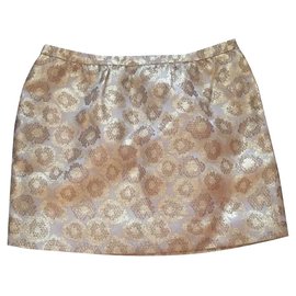 J.Crew-Golden jacquard skirt. Animal pattern. Side pockets.-Doré,Imprimé léopard