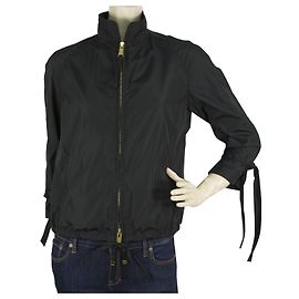 Dsquared2 Dsquared 2 Black Zipper Front Womans Bows Knot Sleeve Jacket Top - SZ 40 Black