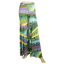 ETRO Multicolor Pattern Flare Weitbein Viskose Sommerhose Hosengröße 40 Mehrfarben