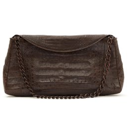 Nancy Gonzalez-BROWN MATT CROCODILE WITH STRAP-Marron