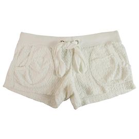 Juicy Couture White Cotton Blend Hot Shorts Front Tie- Size P White