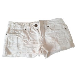 Maje Denim Mini Shorts Beige Eggshell Beige Eggshell