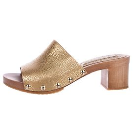 Diane Von Furstenberg DvF goldene Leder Pantoletten Golden