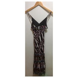 Diane Von Furstenberg-Robe longue vintage en soie DvF-Multicolore