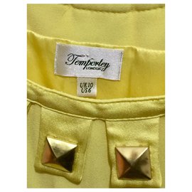 Temperley London-Robe Temperley jaune avec clous dorés-Jaune