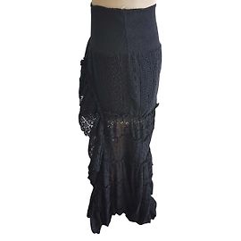 Falda asimétrica negra de algodón inconnue Talla 38 Negro