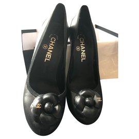 Chanel-Chanel Pumps 36.5 black camellia-Black