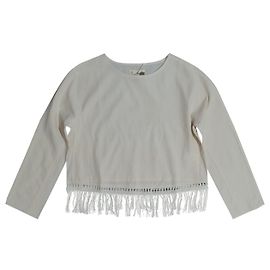 Blusa Nanushka de algodão bege com borlas Bege
