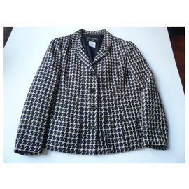 Chanel-CHANEL Jacket style Rooster Foot T44-Navy blue
