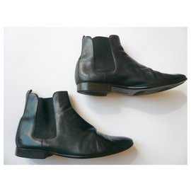 Hermès-HERMES Men's leather boots T41,5 IT-Black