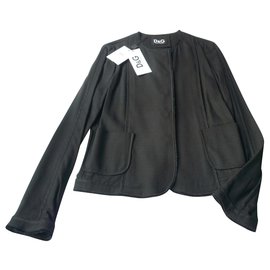 Dolce & Gabbana-DOLCE & GABBANA Nueva chaqueta de aspecto lino negro T46 ESO-Negro
