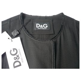 Dolce & Gabbana-DOLCE & GABBANA Nueva chaqueta de aspecto lino negro T46 ESO-Negro