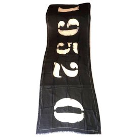 Givenchy-GIVENCHY Cashmere and Modal scarf-Black,White