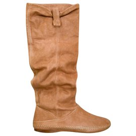 Botas Prada de couro bege Bege