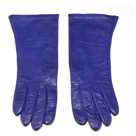 Hermès Leather Gloves Blue Blue